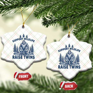 Support Wildlife Raise Twins Ceramic Ornament Twin Dad Mom Parent Bigfoot Family TS10 Print Your Wear