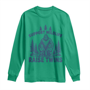 Support Wildlife Raise Twins Long Sleeve Shirt Twin Dad Mom Parent Bigfoot Family TS10 Irish Green Print Your Wear