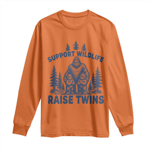 Support Wildlife Raise Twins Long Sleeve Shirt Twin Dad Mom Parent Bigfoot Family TS10 Orange Print Your Wear
