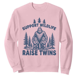 Support Wildlife Raise Twins Sweatshirt Twin Dad Mom Parent Bigfoot Family TS10 Light Pink Print Your Wear