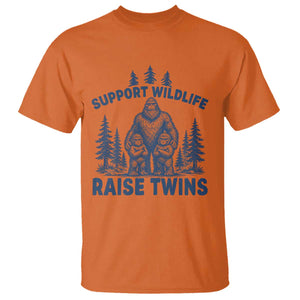 Support Wildlife Raise Twins T Shirt Twin Dad Mom Parent Bigfoot Family TS10 Orange Print Your Wear