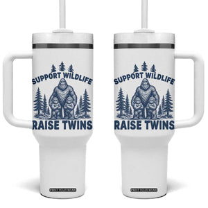 Support Wildlife Raise Twins Tumbler With Handle Twin Dad Mom Parent Bigfoot Family TS10 One Size: 40 oz White Print Your Wear
