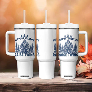 Support Wildlife Raise Twins Tumbler With Handle Twin Dad Mom Parent Bigfoot Family TS10 Print Your Wear