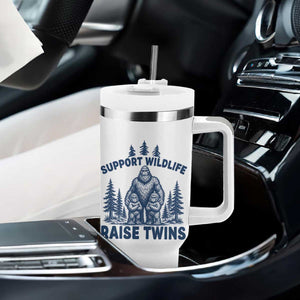 Support Wildlife Raise Twins Tumbler With Handle Twin Dad Mom Parent Bigfoot Family TS10 Print Your Wear