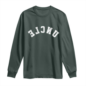 Uncles Long Sleeve Shirt Pregnancy Announcement Gifts For Uncle Retro Upside Down Text TS10 Dark Forest Green Print Your Wear