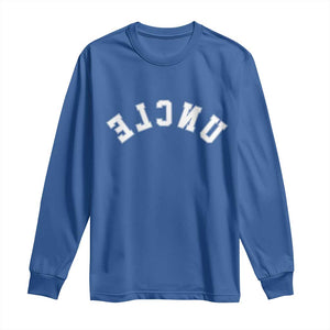Uncles Long Sleeve Shirt Pregnancy Announcement Gifts For Uncle Retro Upside Down Text TS10 Royal Blue Print Your Wear