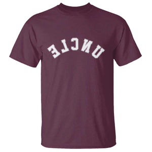 Uncles T Shirt Pregnancy Announcement Gifts For Uncle Retro Upside Down Text TS10 Maroon Print Your Wear