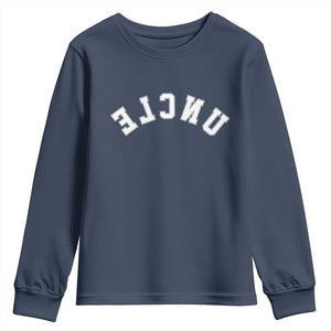 Uncles Youth Sweatshirt Pregnancy Announcement Gifts For Uncle Retro Upside Down Text TS10 Navy Print Your Wear