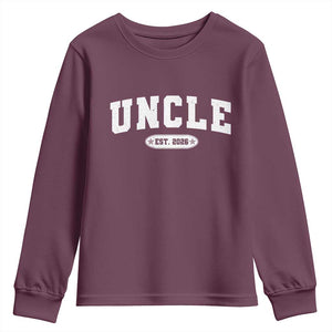 Promoted To Uncle Est 2026 Youth Sweatshirt New Uncle Gift TS10 Maroon Print Your Wear