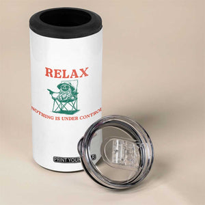 Chill Pug 4 in 1 Can Cooler Tumbler Vintage Dog Lovers Relax Nothing Is Under Control Summer Chilling Vibes