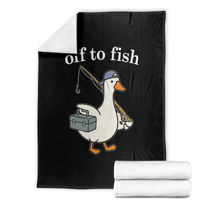 Funny Goose Fishing Throw Blanket Off to Fish Cute Waterfowl Angler Gift for Fishing Lovers