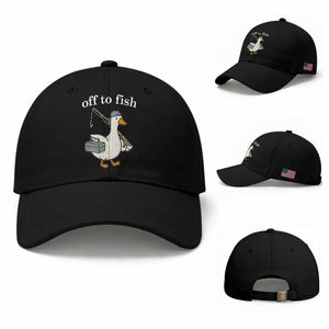 Funny Goose Fishing Baseball Cap Off to Fish Cute Waterfowl Angler Gift for Fishing Lovers
