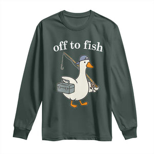 Funny Goose Fishing Long Sleeve Shirt Off to Fish Cute Waterfowl Angler Gift for Fishing Lovers