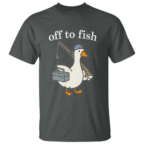 Funny Goose Fishing T Shirt Off to Fish Cute Waterfowl Angler Gift for Fishing Lovers