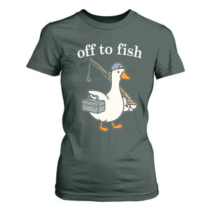 Funny Goose Fishing T Shirt For Women Off to Fish Cute Waterfowl Angler Gift for Fishing Lovers