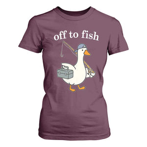 Funny Goose Fishing T Shirt For Women Off to Fish Cute Waterfowl Angler Gift for Fishing Lovers