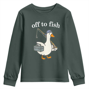 Funny Goose Fishing Youth Sweatshirt Off to Fish Cute Waterfowl Angler Gift for Fishing Lovers