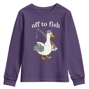 Funny Goose Fishing Youth Sweatshirt Off to Fish Cute Waterfowl Angler Gift for Fishing Lovers