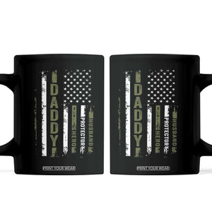 Daddy Husband Protector Hero Coffee Mug Fathers Day Vintage American Flag