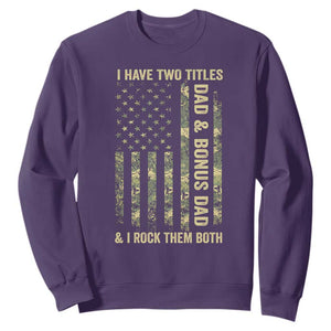 Funny Stepdad Sweatshirt I Have Two Titles Dad And Bonus Dad Camo American Flag TS10 Purple Print Your Wear