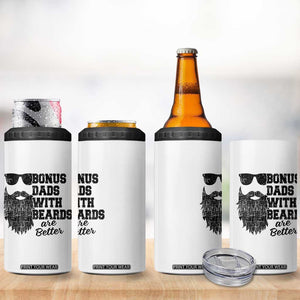 Bonus Dads With Beards Are Better 4 in 1 Can Cooler Tumbler Retro Step Dad Fathers Day