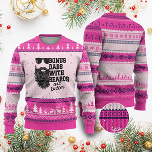 Bonus Dads With Beards Are Better Ugly Christmas Sweater Retro Step Dad Fathers Day