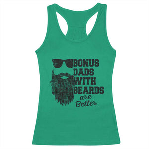 Bonus Dads With Beards Are Better Racerback Tank Top Retro Step Dad Fathers Day