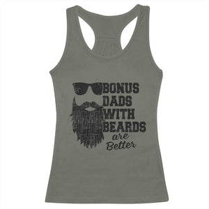 Bonus Dads With Beards Are Better Racerback Tank Top Retro Step Dad Fathers Day