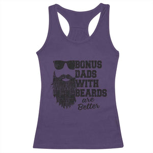 Bonus Dads With Beards Are Better Racerback Tank Top Retro Step Dad Fathers Day