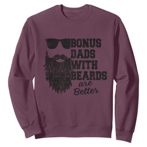 Bonus Dads With Beards Are Better Sweatshirt Retro Step Dad Fathers Day