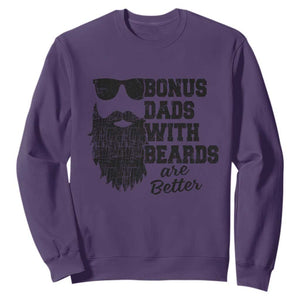 Bonus Dads With Beards Are Better Sweatshirt Retro Step Dad Fathers Day