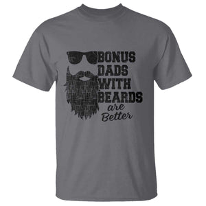 Bonus Dads With Beards Are Better T Shirt Retro Step Dad Fathers Day