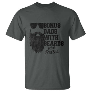 Bonus Dads With Beards Are Better T Shirt Retro Step Dad Fathers Day