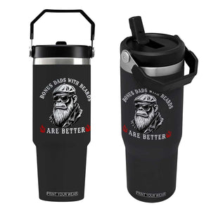 Bonus Dad Gifts Flip Straw Tumbler Retro Bigfoot Stepdad With Beards Are Better TS10 One Size: 30 oz Black Print Your Wear