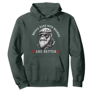 Bonus Dad Gifts Hoodie Retro Bigfoot Stepdad With Beards Are Better TS10 Dark Forest Green Print Your Wear
