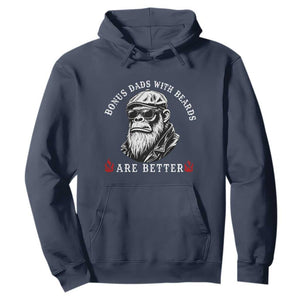 Bonus Dad Gifts Hoodie Retro Bigfoot Stepdad With Beards Are Better TS10 Navy Print Your Wear