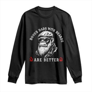 Bonus Dad Gifts Long Sleeve Shirt Retro Bigfoot Stepdad With Beards Are Better TS10 Black Print Your Wear