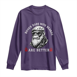 Bonus Dad Gifts Long Sleeve Shirt Retro Bigfoot Stepdad With Beards Are Better TS10 Purple Print Your Wear
