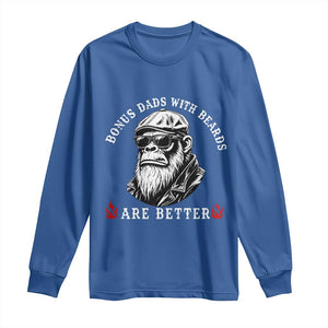 Bonus Dad Gifts Long Sleeve Shirt Retro Bigfoot Stepdad With Beards Are Better TS10 Royal Blue Print Your Wear