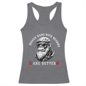 Bonus Dad Gifts Racerback Tank Top Retro Bigfoot Stepdad With Beards Are Better TS10 Charcoal Print Your Wear