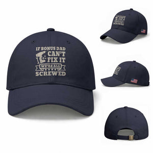 Funny Stepdad Baseball Cap Retro If Bonus Dad Cant Fix It Were All Screwed