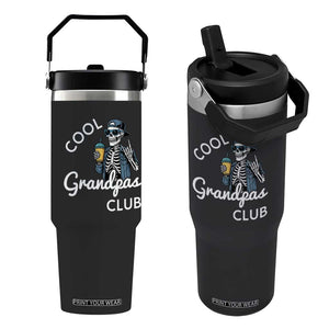 Cool Grandpas Club Flip Straw Tumbler Fathers Day Best Grandpa Skeleton