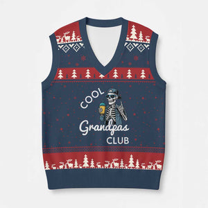 Cool Grandpas Club V-Neck Knit Sweater Vest Fathers Day Best Grandpa Skeleton