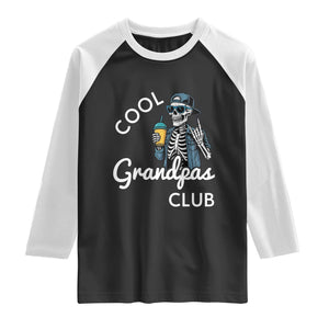 Cool Grandpas Club Raglan Shirt Fathers Day Best Grandpa Skeleton