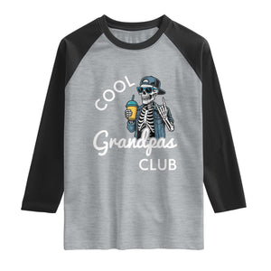 Cool Grandpas Club Raglan Shirt Fathers Day Best Grandpa Skeleton