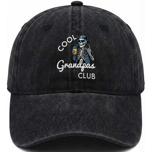 Cool Grandpas Club Washed Cotton Baseball Cap Fathers Day Best Grandpa Skeleton