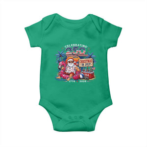Christmas In July 250 Years 1776 2026 Patriotic Santa Flamingo Float Summer Xmas Baby Onesie