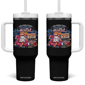Christmas In July 250 Years 1776 2026 Patriotic Santa Flamingo Float Summer Xmas Tumbler With Handle