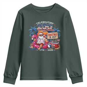 Christmas In July 250 Years 1776 2026 Patriotic Santa Flamingo Float Summer Xmas Youth Sweatshirt