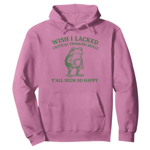 Sarcastic Overthinking Frog Coffee Meme Hoodie Wish I Lacked Critical Thinking Skills Y'all Seem So Happy